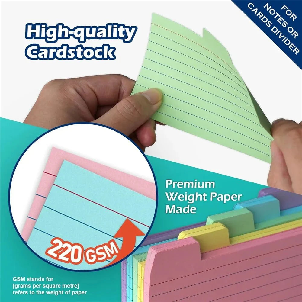 50 Pcs Index Label Papers with Tabs – 5 Colors