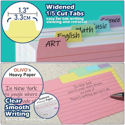50 Pcs Index Label Papers with Tabs – 5 Colors