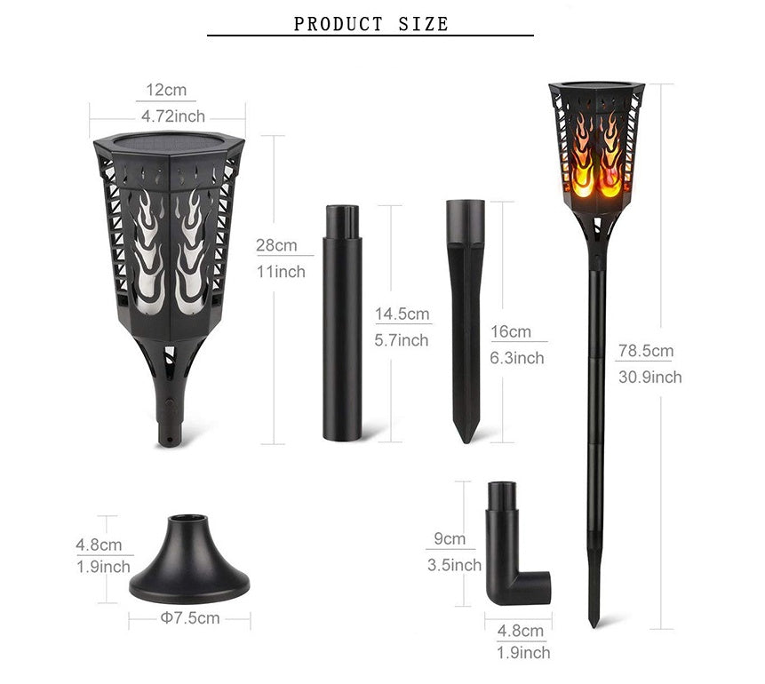 Lampe Torche Solaire Anti-Vraie Flamme 96 LED