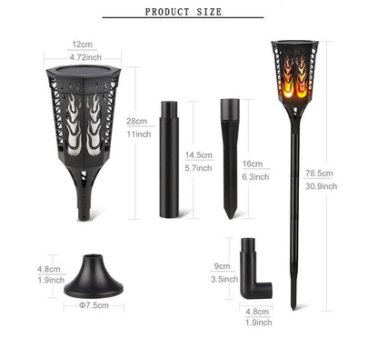 Lampe Torche Solaire Anti-Vraie Flamme 96 LED