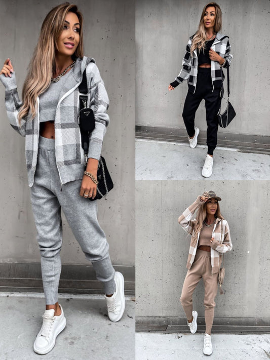 Traje de punto de 3 piezas de la nueva colección de otoño e invierno