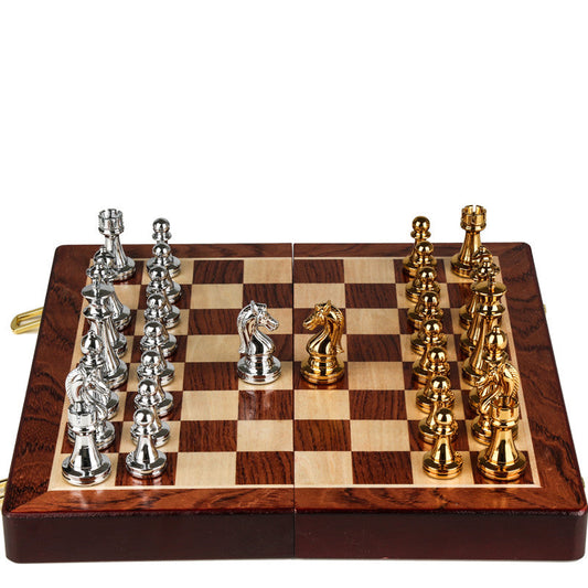 Caja de regalo premium de ajedrez, metal bronce, infantil, plegable