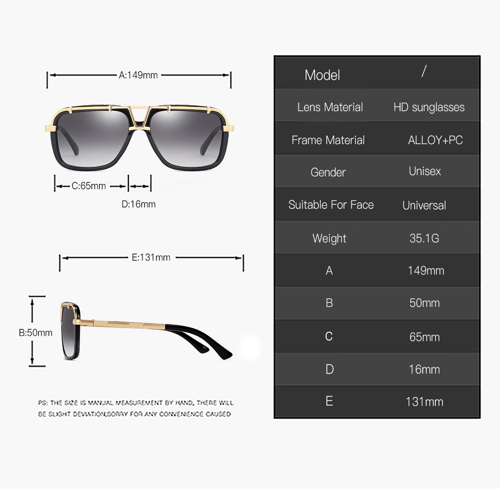 Oversized PC Lens Sunglasses – Unisex Large Frame for Driving, Fishing & Outdoor Wear