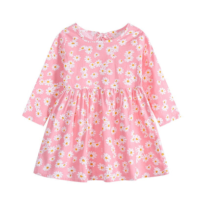Robe en coton à manches longues à motif floral pour enfants