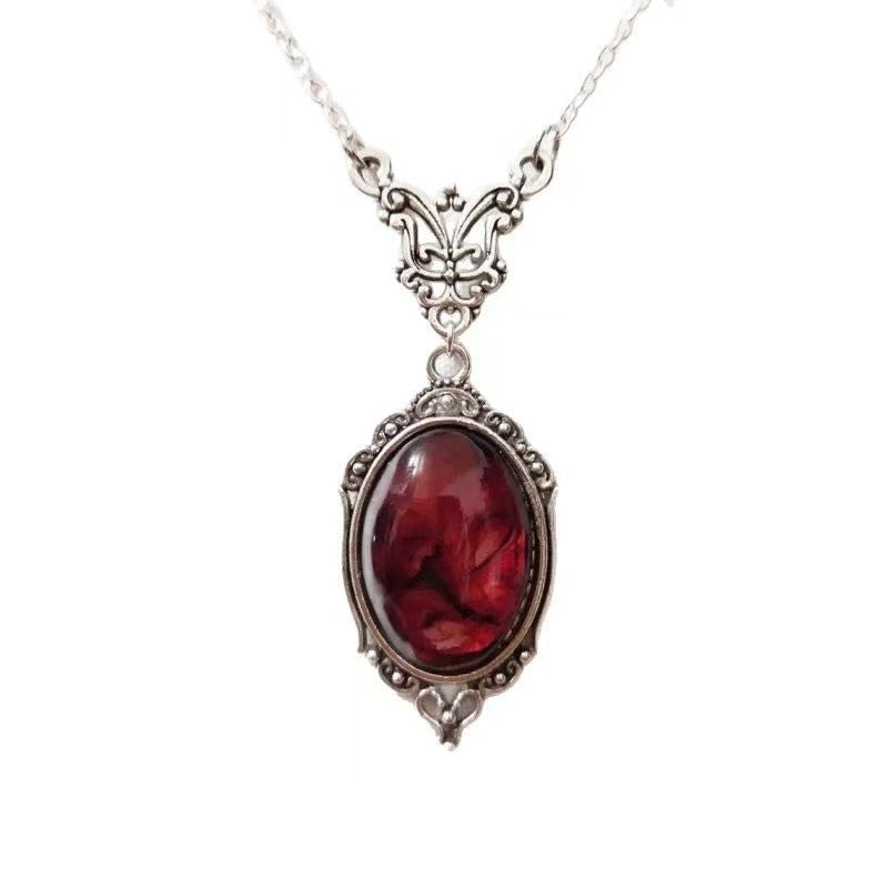 Collar de cristal de cuarzo rojo vintage