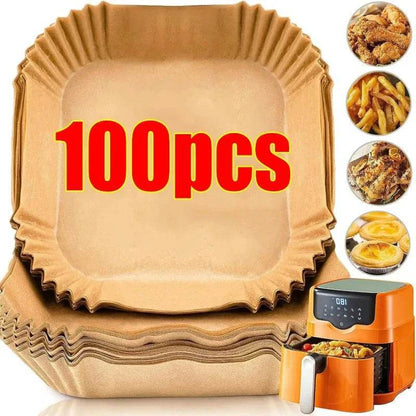Accessoires en papier pour friteuse à air chaud, papier de cuisson jetable antiadhésif pour friteuse à air chaud, papier parchemin pour four à convection