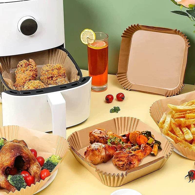 Accessoires en papier pour friteuse à air chaud, papier de cuisson jetable antiadhésif pour friteuse à air chaud, papier parchemin pour four à convection