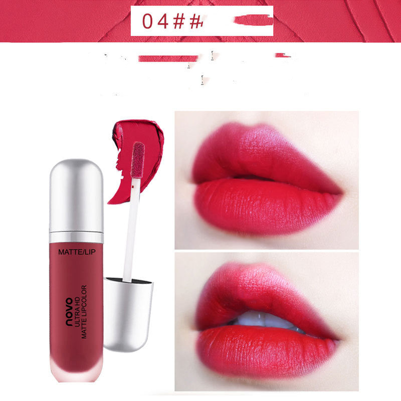 NOVO Crème Glacée Rouge à Lèvres Velours Mat Laque Liquide pour Étudiante