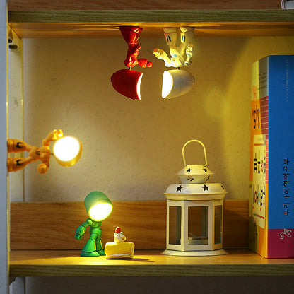 Cute LED Hero Table Lamp Mini Portable Cool Mecha Cute Robot Night Light Bedroom Home Decoration Kids Boys Gifts