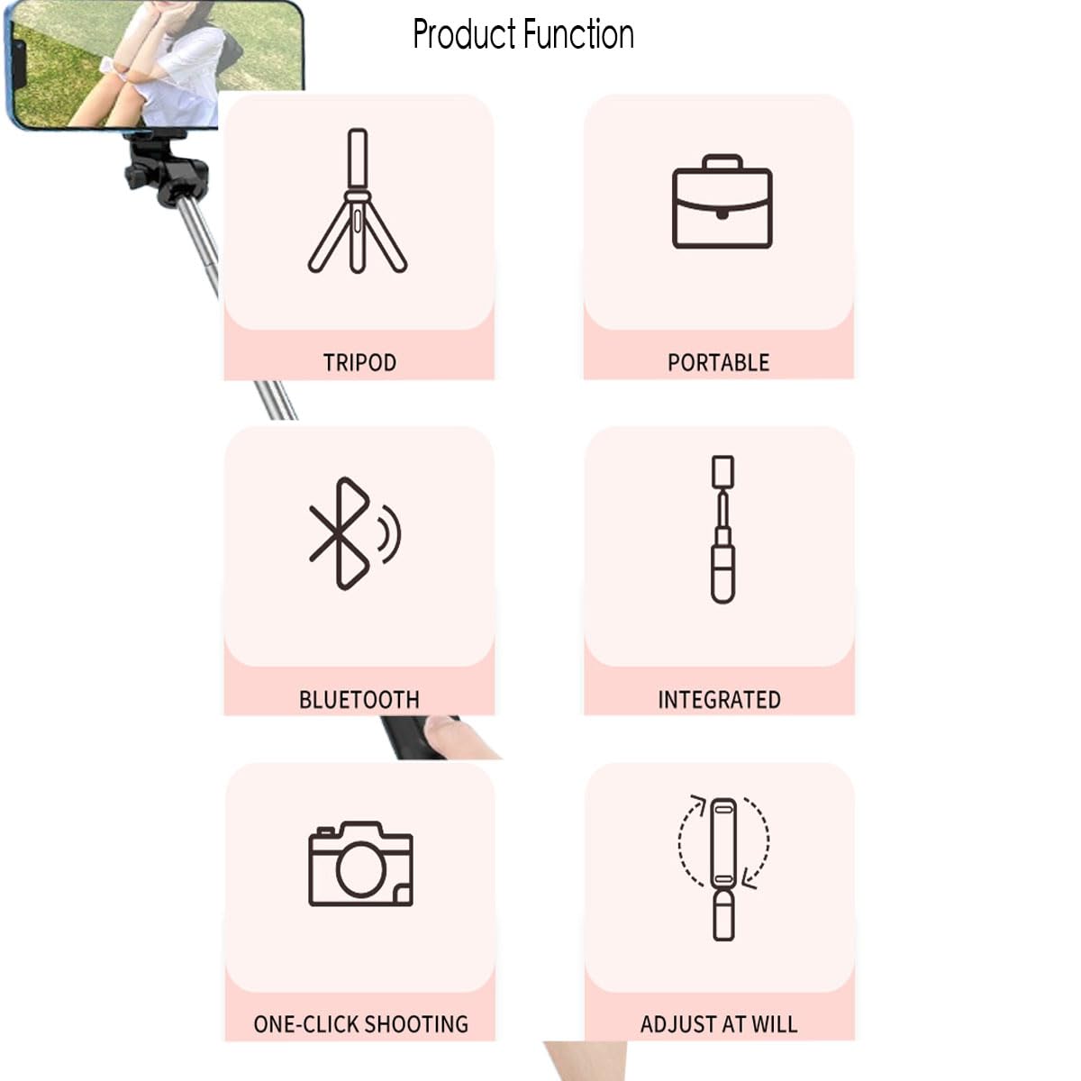 Stick Tripod 28" — Extendable Phone Tripod with 360° Rotation Holder for Travel,
