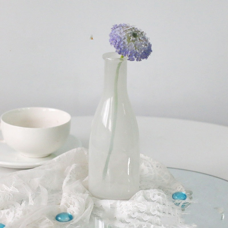 Morandi Glass Vase – White & Blue Decorative Flower Vase for Living Room, Dining & Home Decor