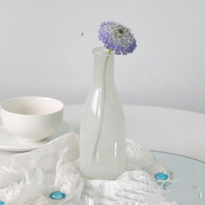 Morandi Glass Vase – White & Blue Decorative Flower Vase for Living Room, Dining & Home Decor
