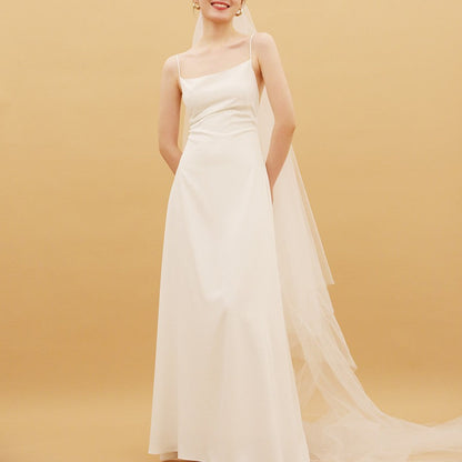 Travel Photo Light Wedding Dress With White Strap