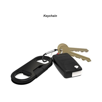 Lightning Keychain Charging Cable — Carabiner Bottle Opener Short Cable Gift, Bl
