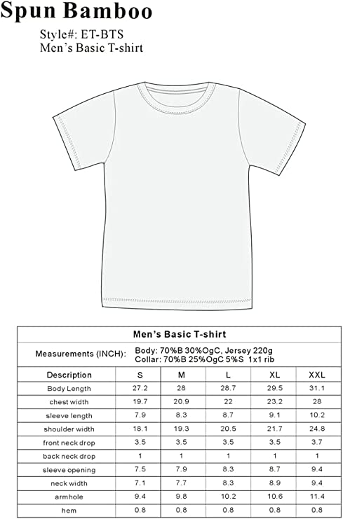 T-shirt à manches courtes en viscose de bambou/coton biologique pour homme avec surpiqûres contrastées
