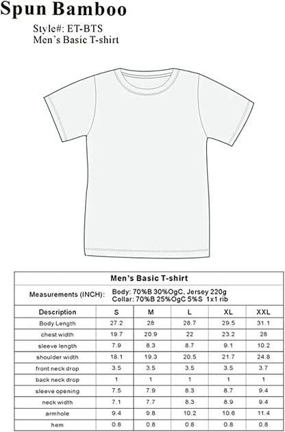 T-shirt à manches courtes en viscose de bambou/coton biologique pour homme avec surpiqûres contrastées