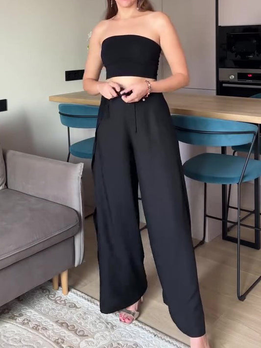 Pantalones convertibles con drapeado anudado