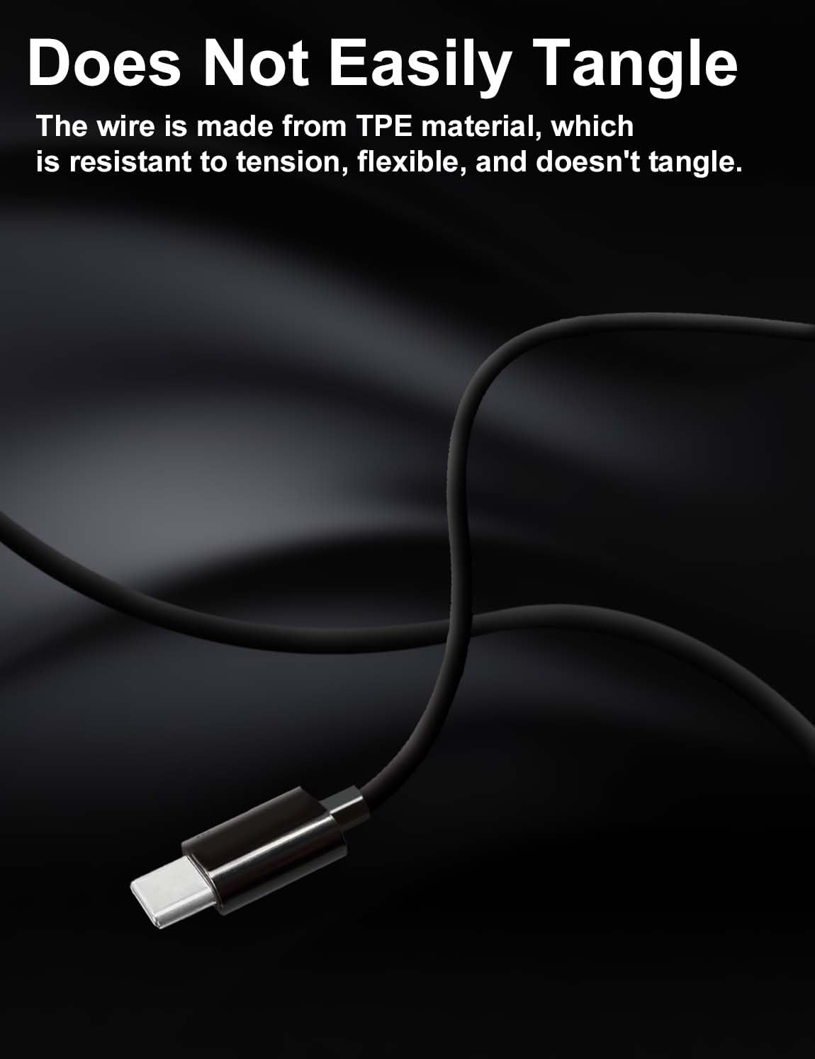Wired USB-C Earbuds with Mic - Type-C Headphones for iPhone 17e 17 16 15 Pro Max and Samsung