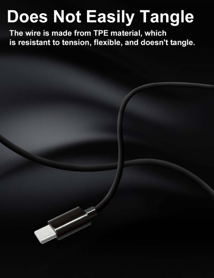 Wired USB-C Earbuds with Mic - Type-C Headphones for iPhone 17e 17 16 15 Pro Max and Samsung