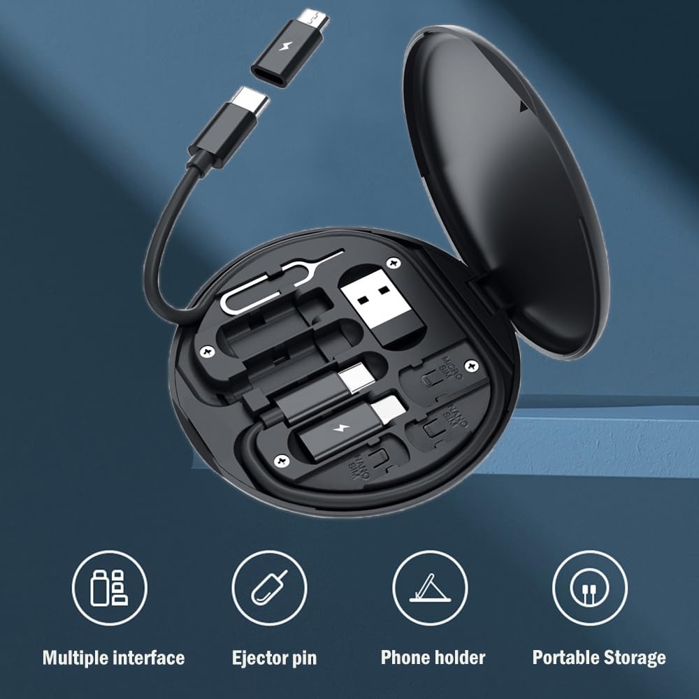 Multi Adapter Cable Kit — 4-in-1 Charging Converter with Card Slot & Phone Holde