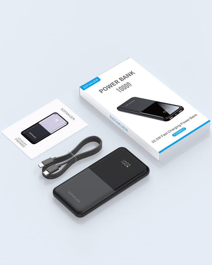 Slim 10000mAh Power Bank - 22.5W USB-C Fast Charging Battery Pack for iPhone and Samsung