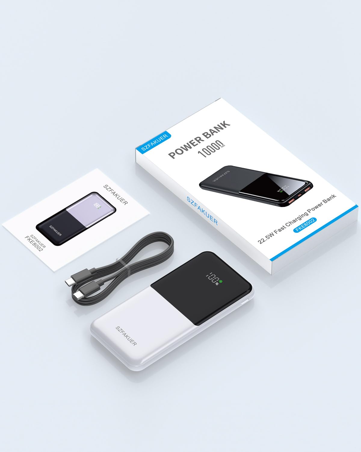 Slim 10000mAh Power Bank - 22.5W USB-C Fast Charging Battery Pack for iPhone and Samsung