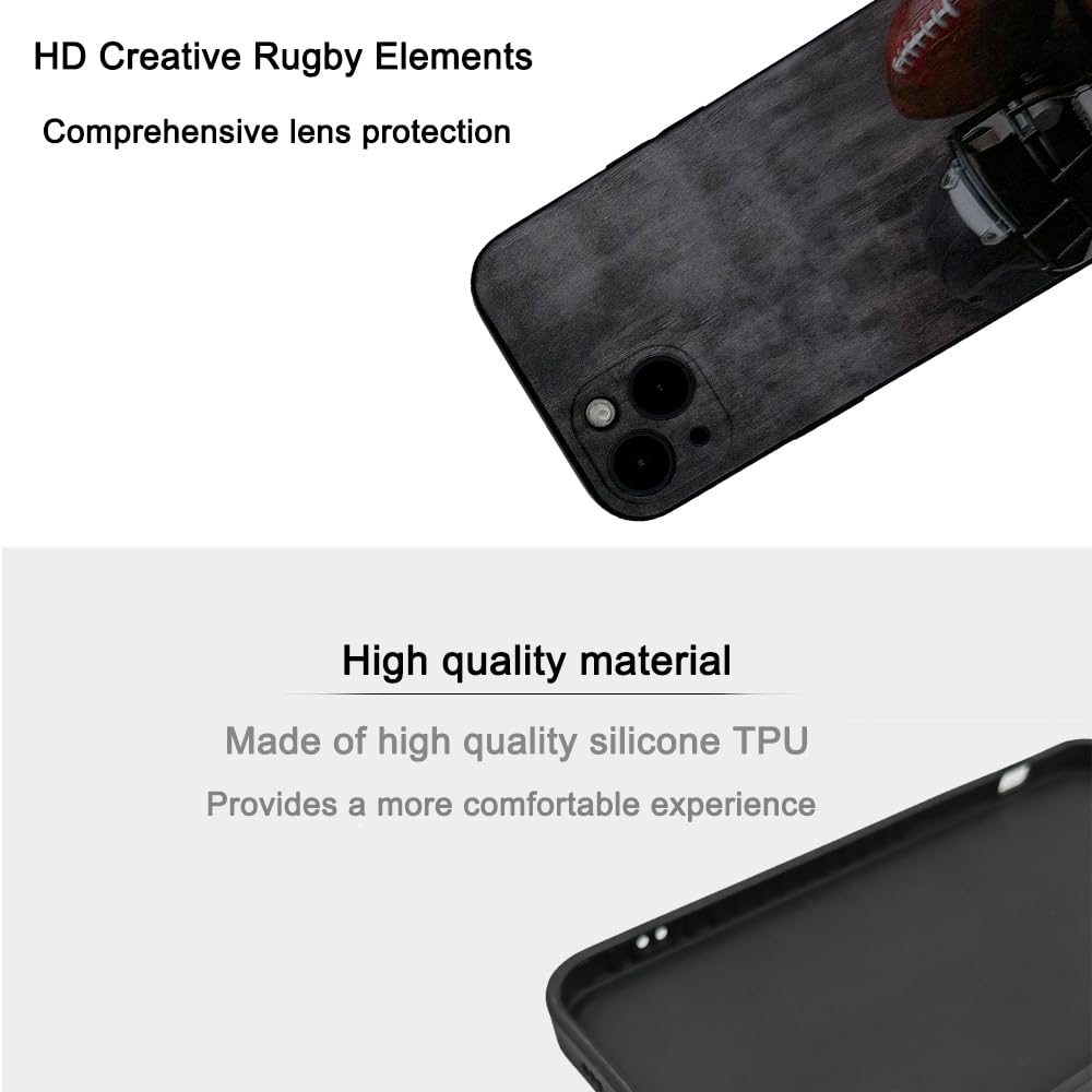 with iPhone 14 Case Sports Cool Funny Rugby Design Shockproof Soft Si
