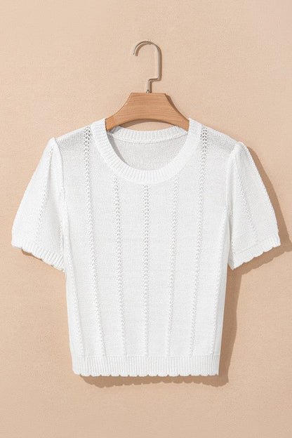 Lavender Puff Sleeve Crewneck Sweater