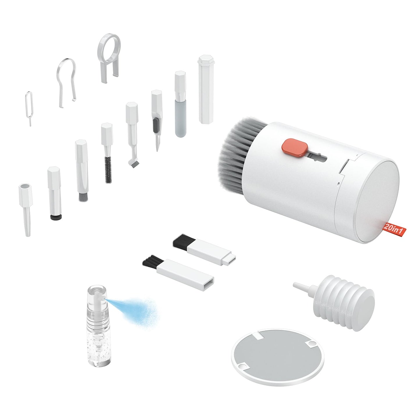Cleaner Kit, Electronics Cleaning Kit With Retractable Big Brush, Portable, 20 I