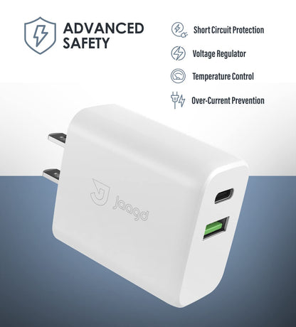 Charger For Iphone And Ipad, Usb C And Usb Dual Wall Charger Set With Type-C Lig