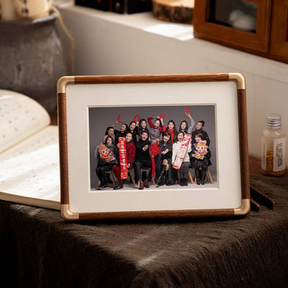 Cadre Photo en Bois Massif Lavé Cadre Photo Simple 6 Portraits de Famille Petit Cadre Photo Mural Décoration Noyer