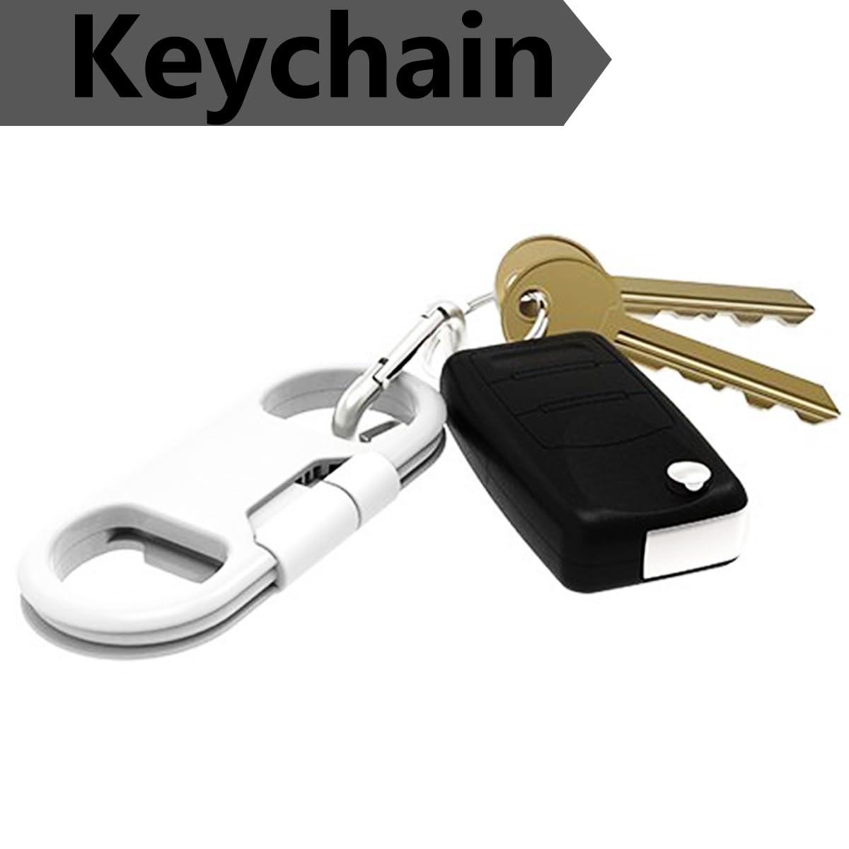 Keychain Charging Cable with Carabiner Bottle Opener - Fast Charge USB-C for Samsung Galaxy