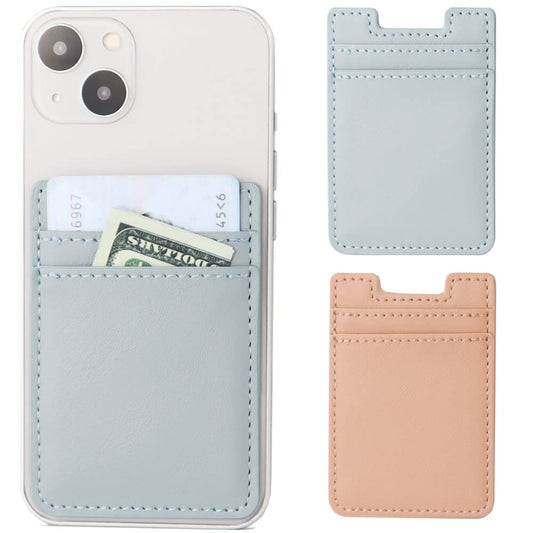 Portefeuille de cartes (lot de 2) — Porte-cartes de crédit adhésif en cuir pour l'arrière du téléphone