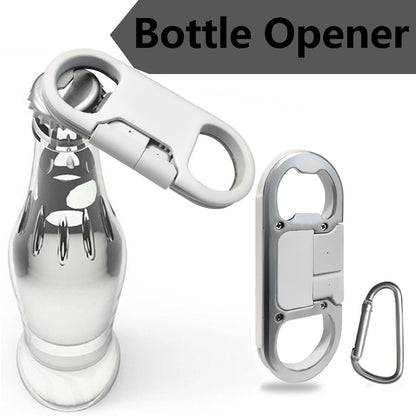 Keychain Charging Cable with Carabiner Bottle Opener - Fast Charge USB-C for Samsung Galaxy
