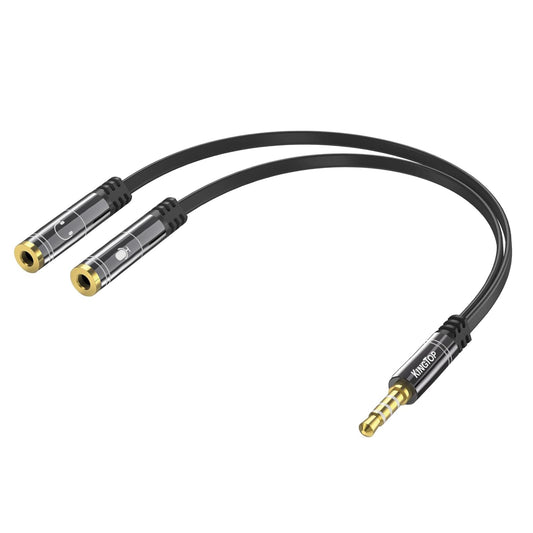 Headphone Mic Splitter Adapter - [1 Male To 2 Female] Headset Splitter Pc Gaming