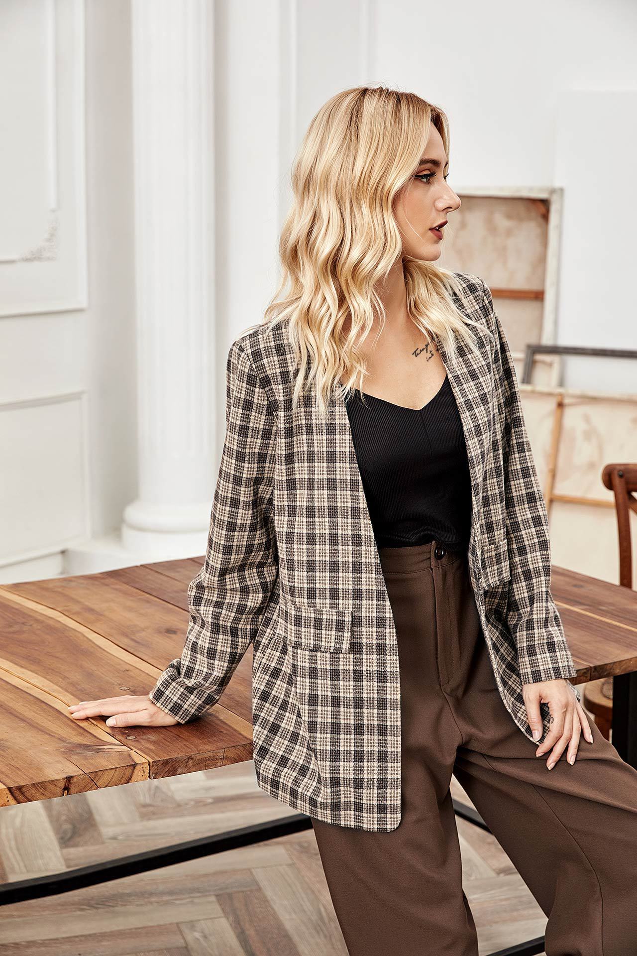 Blazer à carreaux automne-hiver