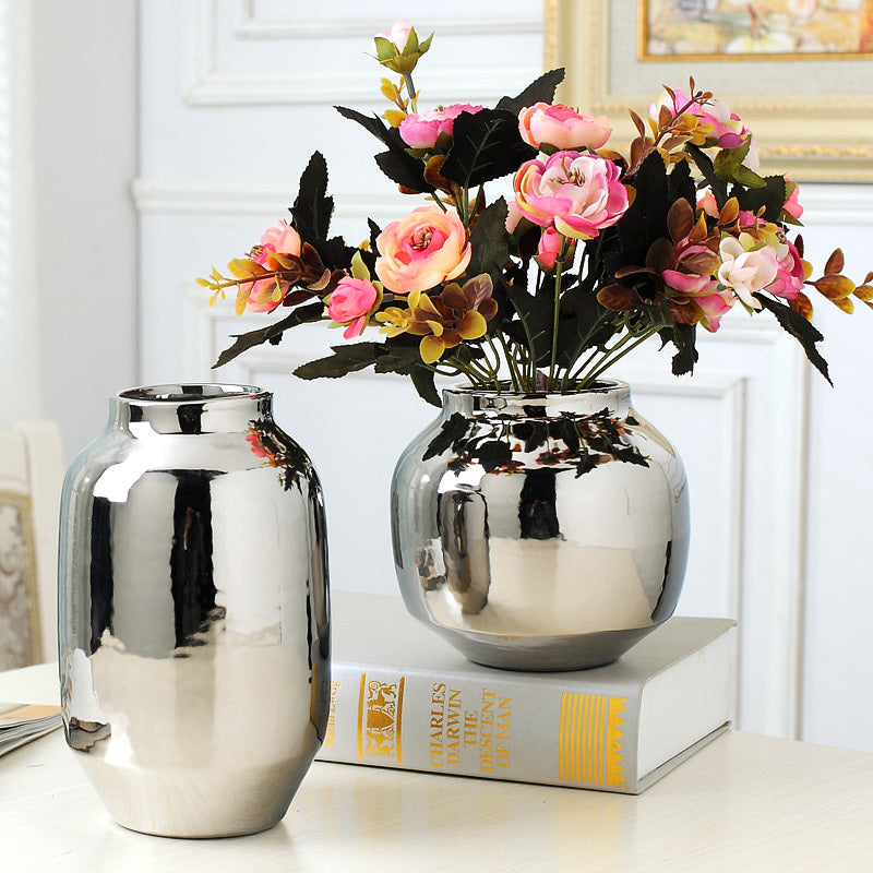 TV cabinet wine cabinet vase silver flower flower arrangement
