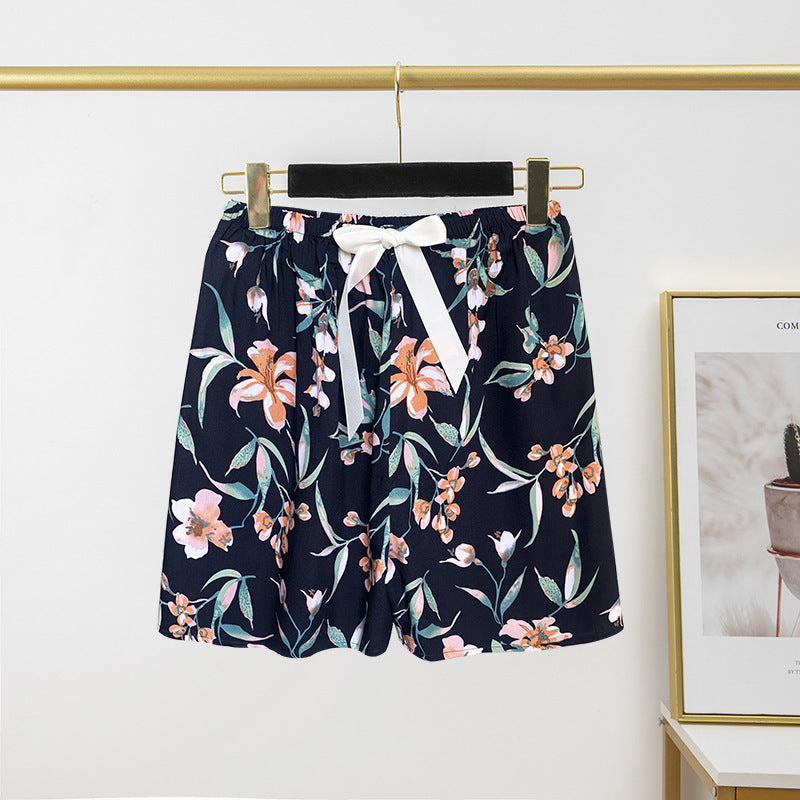 Pantalon de pyjama en soie de coton pour femme, short d'été fin et décontracté