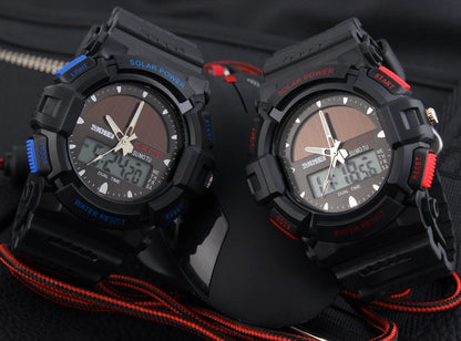 Solar Sport Watch – Waterproof Double Display for Outdoor & Everyday Wear