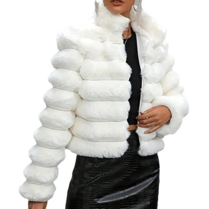 Manteau court femme en fausse fourrure automne et hiver
