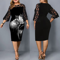 Vestido de talla grande con estampado de rosas para mujer