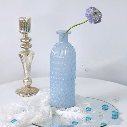 Morandi Glass Vase – White & Blue Decorative Flower Vase for Living Room, Dining & Home Decor