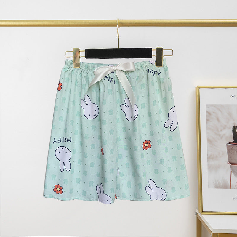 Pantalon de pyjama en soie de coton pour femme, short d'été fin et décontracté