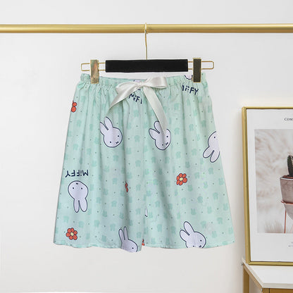 Pantalon de pyjama en soie de coton pour femme, short d'été fin et décontracté