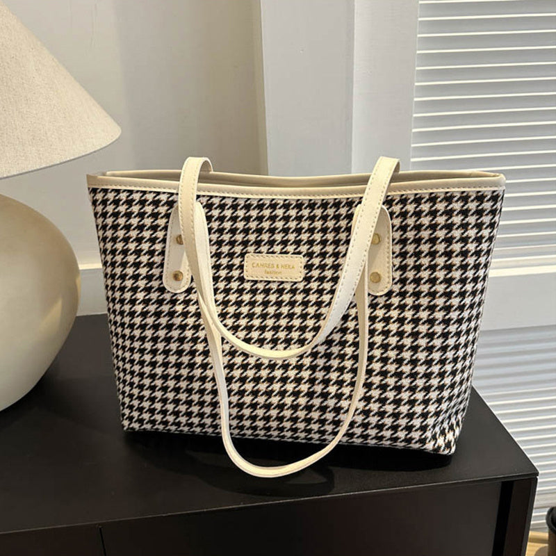 Bolso de Hombro de Pata de Gallo Moda Invierno Bolsos de Desplazamiento Bolsos Grandes de Mujer Bolsos de Compras Informales