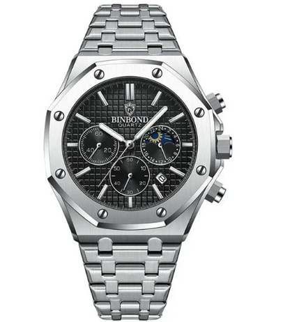 Savoi Binbond Men's Multifunctional Moon Phase Watch – Luxury Analog Timepiece with Date Display