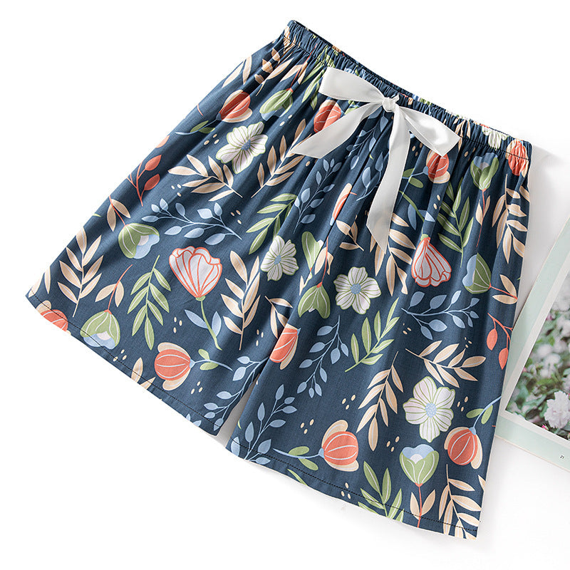 Pantalon de pyjama en soie de coton pour femme, short d'été fin et décontracté