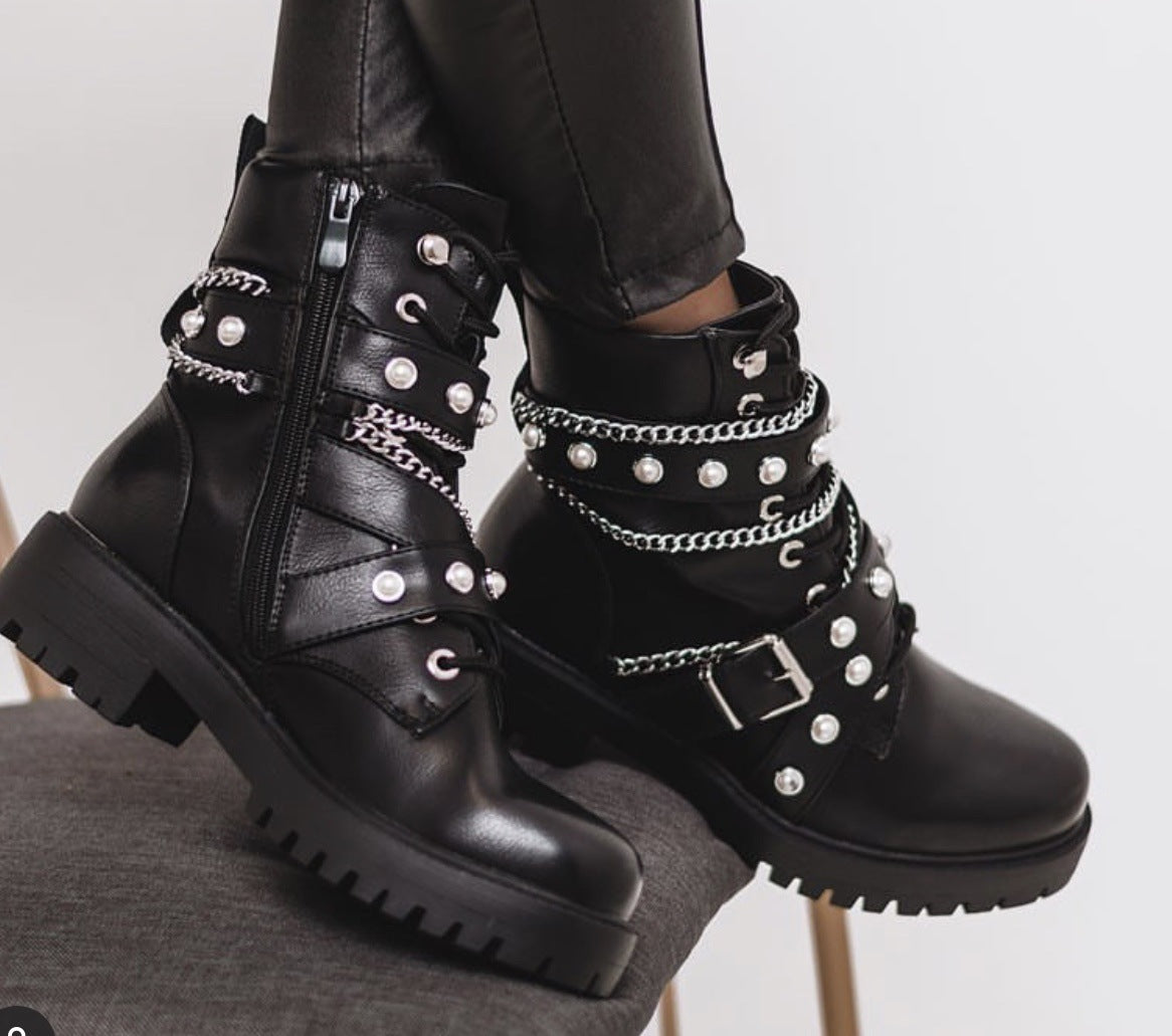 Botas de motocicleta todoterreno estilo británico para mujer