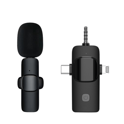 Microphone-cravate sans fil pour iPhone - Téléphone Android Appareil photo Ordinateur portable Double microphone-cravate sans fil - Latence ultra-faible 2,4 G, filaire, Plug & Play, réduction du bruit