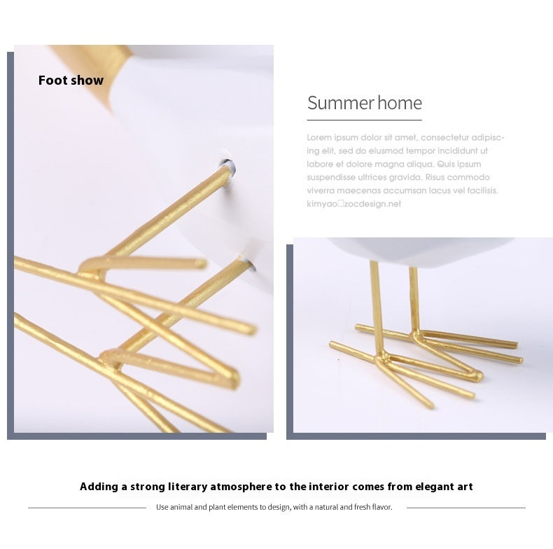 Gold And Silver Crafts Gift Origami Bird Hallway Home Resin Decorations